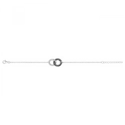 Bracelet femme carador doubles anneaux en argent et céramique noire