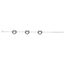 Bracelet femme carador en argent avec cœurs en céramique noire