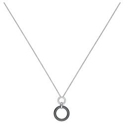 Collier femme carador en argent doubles cercles avec oxydes de zirconium et céramique noire