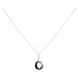 Collier femme carador en argent anneaux entrelacés avec oxydes de zirconium et céramique noire