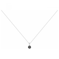 Collier femme carador en argent avec une perle en céramique noire et oxyde de zirconium