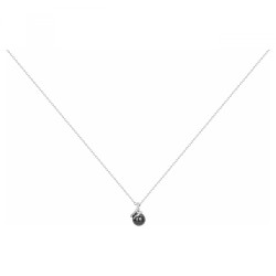 Collier femme carador en argent avec oxydes de zirconium et une perle en céramique noire