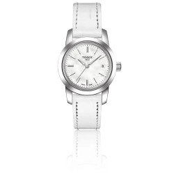 Montre Femme Tissot Classic dream bracelet cuir blanc cadran blanc nacré