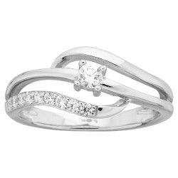 Bague Solitaire accompagné Femme Carador en argent avec oxydes de zirconium