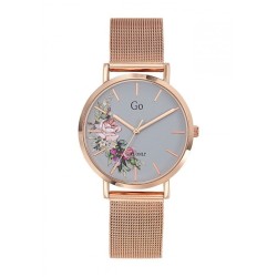 MONTRE GO GIRL ONLY BRACELET MILANAIS  DORE ROSE CADRAN FLEURI