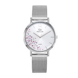 MONTRE GO GIRL ONLY BRACELET MILANAIS ARGENTE CADRAN GRIS AVEC BRILLANTS MULTICOLRES