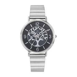 MONTRE GO GIRL ONLY BRACELET ACIER ARGENTE  CADRAN NOIR ARBRE DE VIE