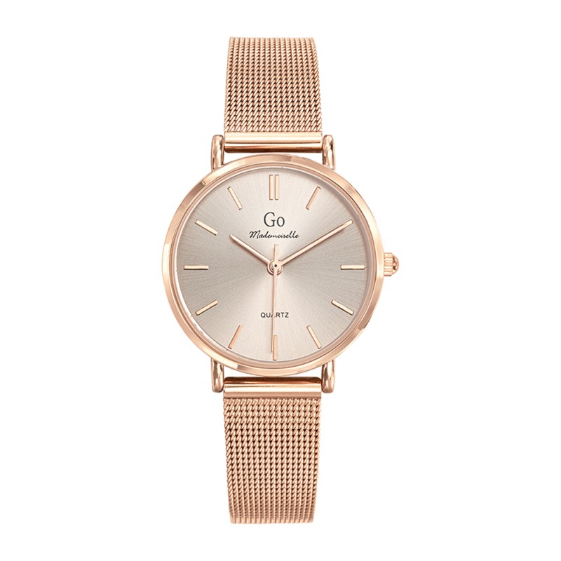 Montre Analogique Go Mademoiselle Bracelet Métal Doré Rose