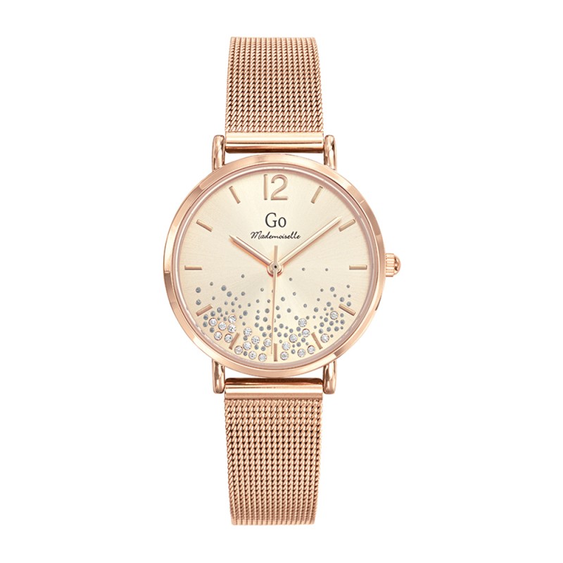Montre Analogique Go Mademoiselle Bracelet Métal Doré Rose