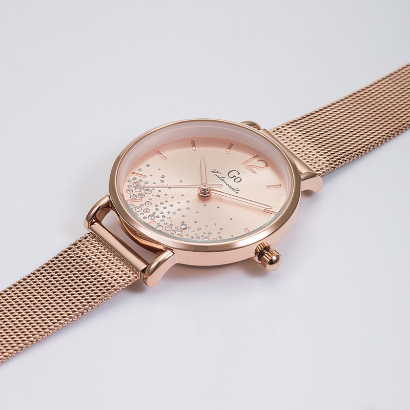 Montre Analogique Go Mademoiselle Bracelet Métal Doré Rose