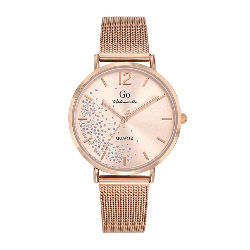 Montre Analogique Go Mademoiselle Bracelet Métal Doré Rose