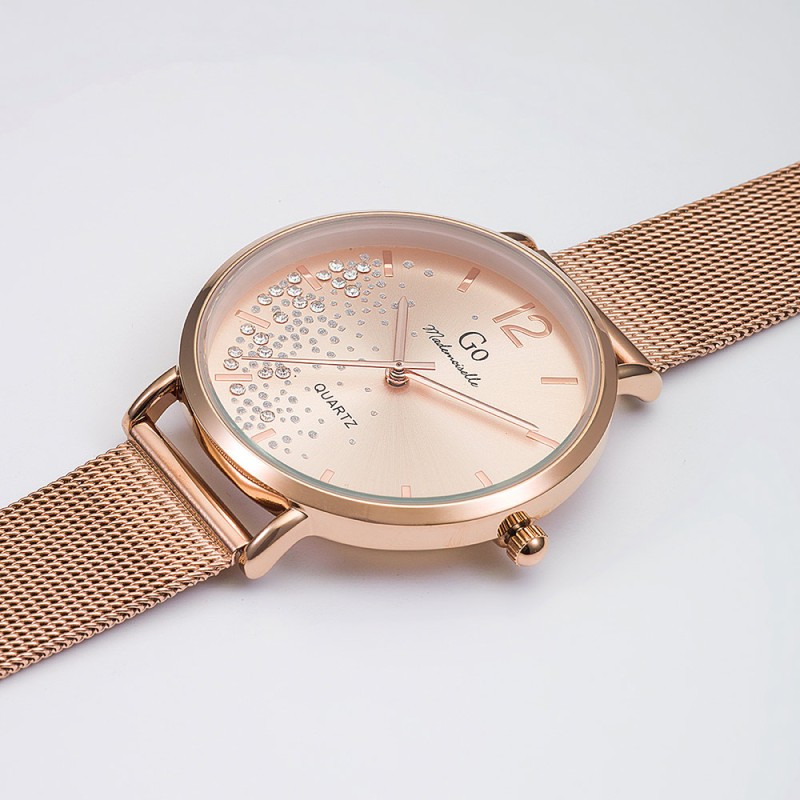 Montre Analogique Go Mademoiselle Bracelet Métal Doré Rose