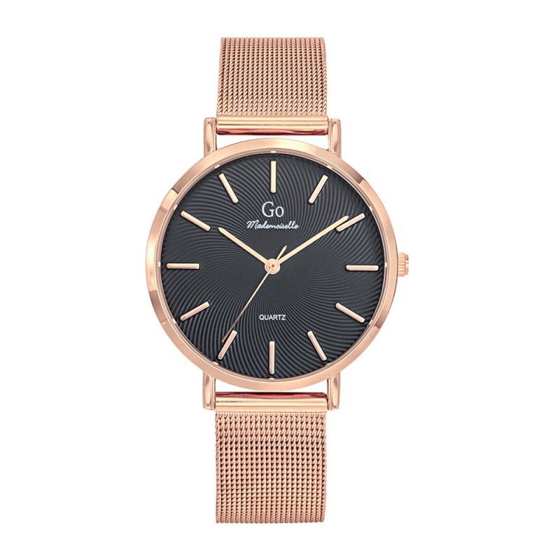 Montre Analogique Go Mademoiselle Bracelet Métal Doré Rose