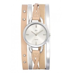 MONTRE GO GIRL ONLY MULTI BRACELET CUIR BICOLORE CADRAN ARGENTE