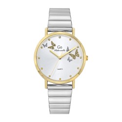 MONTRE GO GIRL ONLY BRACELET ACIER  ARGENTE CADRAN ARGENTE AVEC PAPILLONS ET BOITIER DORE