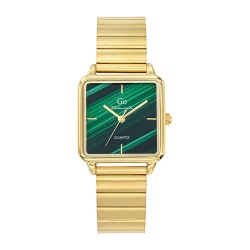 MONTRE GO GIRL ONLY BRACELET ACIER DORE CADRAN VERT BOITIER CARRE