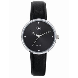 MONTRE GO GIRL ONLY BRACELET CUIR NOIR BOITIER ROND ARGENTE CADRAN NOIR