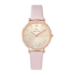 MONTRE GO GIRL ONLY BRACELET CUIR ROSE CADRAN DORE ROSE AVEC STRASS