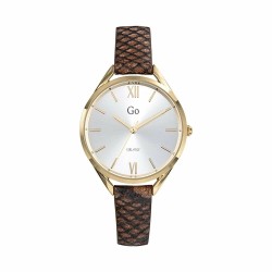 MONTRE GO GIRL ONLY BRACELET CUIR MARRON EFFET PEAU DE SERPENT CADRAN ARGENTE