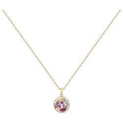 Collier fantaisie femme carador en plaqué or avec un pendentif avec oxydes de zirconium multicolores