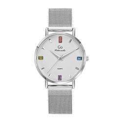 MONTRE GO MADEMOISELLE BRACELET MILANAIS ARGENTE CADRAN AVEC CRISTAUX COLORES