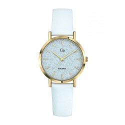 MONTRE  GO GIRL ONLY BRACELET CUIR BLEU CIEL BOITIER DORE CADRAN BLEU PAILLETE