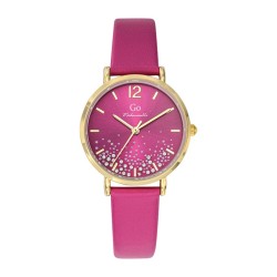 MONTRE GO MADEMOISELLE BRACELET CUIR ROSE FUSHIA CADRAN ROSE AVEC STRASS