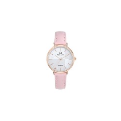 MONTRE GO MADEMOISELLE BRACELET CUIR ROSE POUDRE AVEC SURPIQURES BOITIER DORE ROSE