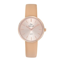 MONTRE GO MADEMOISELLE BRACELET CUIR BEIGE BOITIER DORE ROSE