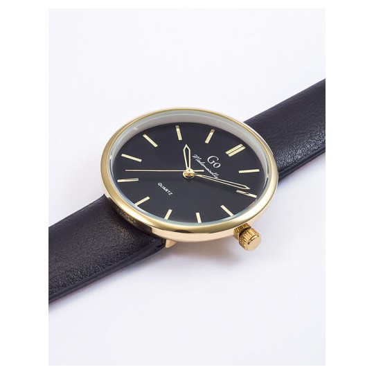Montre Osirock Unisexe/femme - Cadran Blanc Chiffres Romains - Bracelet Cuir Noir - Neuf