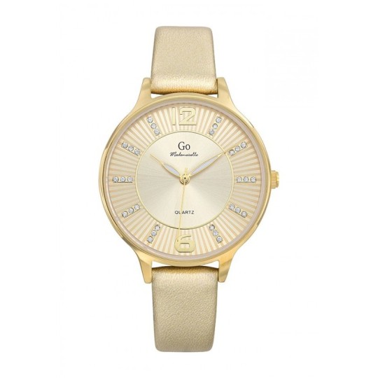 Bracelet De Montre En Cuir Beige 14mm - Neuf, Boucle Dorée, Compatible Avec Beaucoup De Montres