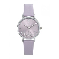 MONTRE GO MADEMOISELLE BRACELET CUIR VIOLET  BOITIER ARGENTE CADRAN VIOLET AVEC STRASS