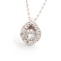 Collier fantaisie multipierres forme de poire femme carador en or blanc 375/000 et diamants