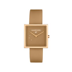 MONTRE FEMME MAUBOUSSIN L'HEURE CARAMEL PRALINE CARRE BRACELET SILICONE