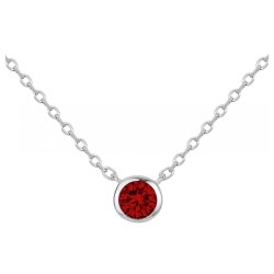 Collier femme carador solitaire  en argent avec spinelle rouge