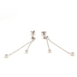 Boucles d'oreilles pendantes fantaisie femme carador en or blanc 750/000 avec diamants sertis clos