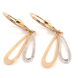 Boucles d'oreilles dormeuses femme carador en or bicolore 750/000 et diamants