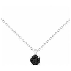 Collier solitaire femme carador en argent avec oxyde de zirconium noir serti 4 griffes