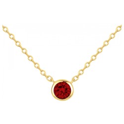 Collier solitaire femme carador en plaqué or avec spinelle rouge serti clos