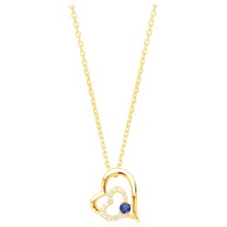 Collier motif cœur femme carador en plaqué or avec spinelle bleu et blanc