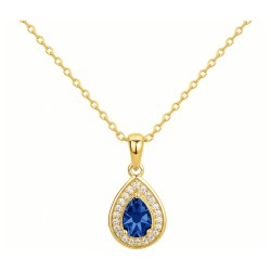 Collier fantaisie femme carador en plaqué or avec oxydes de zirconium et spinelle bleu