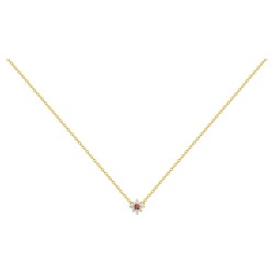 Collier fantaisie femme carador en plaqué or avec oxydes de zirconium et spinelle rouge