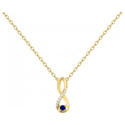 Collier fantaisie signe infini femme carador en plaqué or avec oxydes de zirconium et spinelle bleu