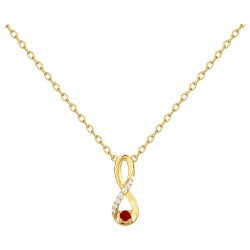 Collier fantaisie signe infini femme carador en plaqué or avec oxydes de zirconium et spinelle rouge