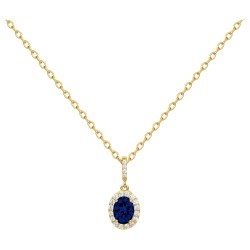 Collier fantaisie femme carador en plaqué or avec oxydes de zirconium et spinelle bleu