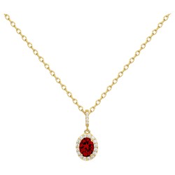 Collier fantaisie femme carador en plaqué or avec oxydes de zirconium et spinelle rouge