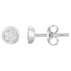 Boucles d'oreilles clous Carador en argent  et oxydes de zirconium  sertis clos