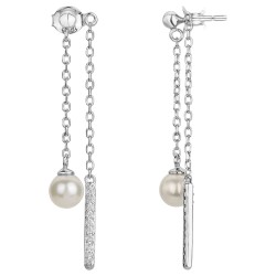 Boucles d'oreilles pendantes Carador en argent oxydes de zirconium et perle d'eau douce