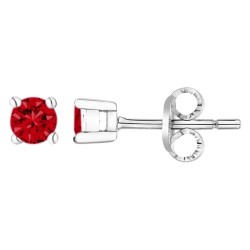 Boucles d'oreilles clous Carador en argent  et spinelle rouge serti 4 griffes