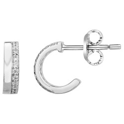 Boucles d'oreilles demi créoles Carador en argent  et  oxydes de zirconium